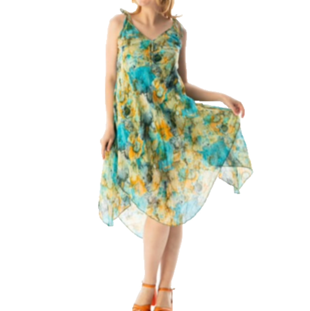 Summer Strappy Voile Afrodit Midi Dress cotton size S/M Lagenlook, beach, resort